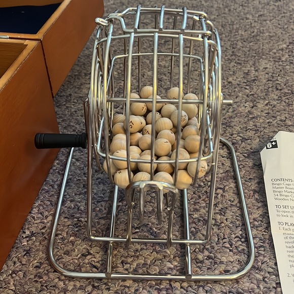 Deluxe Cage Bingo Set Game in wood Box - Picture 7 of 12